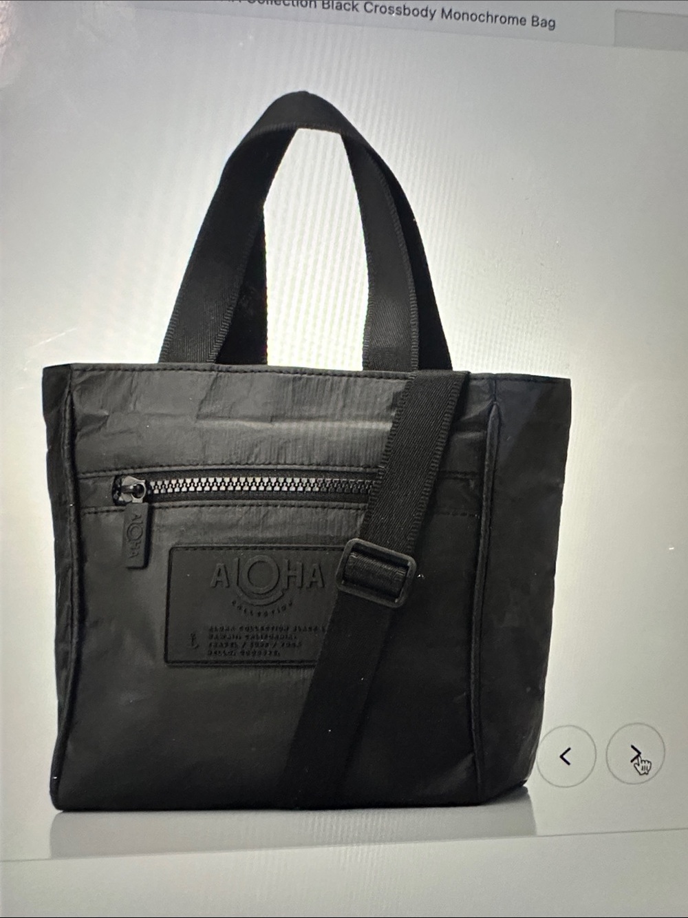 ALOHA Collection Black Crossbody Tote with Top Handles